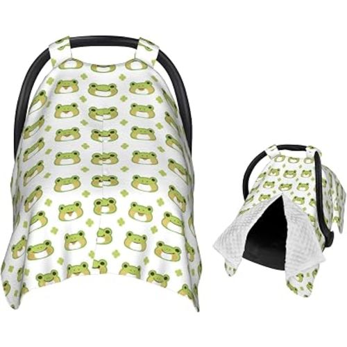 Green Cute Cartoon Frog Head Baby Car Seat Canopy Cover Multi Use Nursing Cover for Mom Breastfeeding Covers Infant Car Seat Covers Newborn Shower Gift