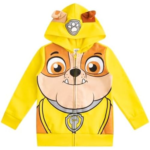 Paw Patrol Nickelodeon Marshall, Rubble or Chase Boys Zip Up Hoodie for Toddler and Little Kids