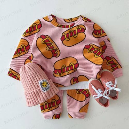 Baby Toddler Hot Dog Bun Pink Waffle 2-piece Set