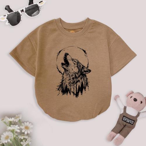 Howling Wolf Forest Baby Romper, Woodland Animal Infant Bodysuit, Rustic Nature Baby Outfit, Cute Wolf Baby Shower Gift