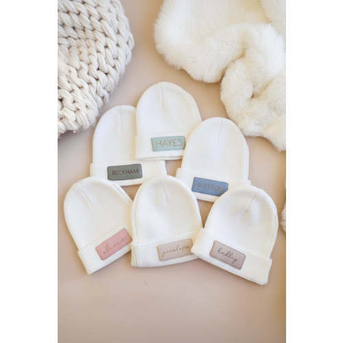 Personalized Leather Patch Beanie | All Colors – Caden Lane