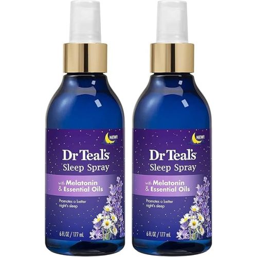 Dr. Teal's Sleep Spray with Melatonin & Essential Oils Gift Set (2 Pack, 6 fl oz ea.) - Nighttime Therapy Formula with Chamomile & Lavender - Ease Sore Muscles While Promoting a Better Nights Sleep