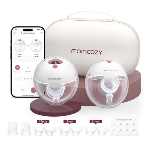 Momcozy M5 Smart APP Controlled Wearable Breast Pump, Hands-Free Wireless Electric Pump, 3 Modes 9 Suction Levels, BPA-Free, Portable Lightweight, 24mm