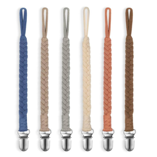 Pacifier Clip for Boys and Girls, 6 Pack Baby Pacifier Holder Leash 100% Handmade Braided Fits All Pacifiers & Teething Toys Modern Unisex Baby Gift