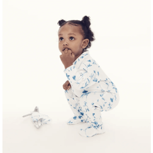 The Footie Pajama - Blue Botanical