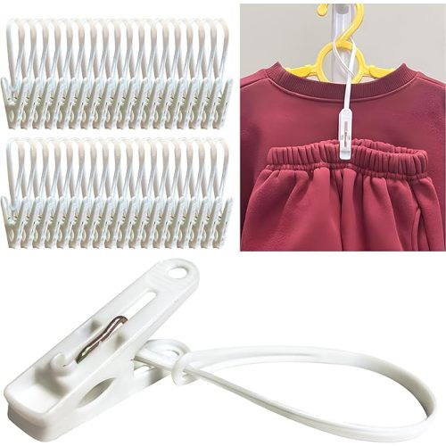 HASHI 36 Pack Baby Clothes Hanger Clips, Non-Slip Baby Pants Hangers for Closet Organizer, Space-Saving Toddler Laundry Clips for Socks, Stroller, Travel & Drying Rack - Standard