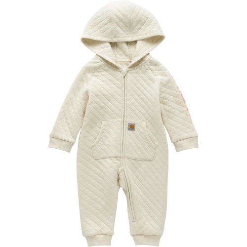 Girls' Long Sleeve Quilted Jersey Zip-Front Hooded Coverall (Infant)
