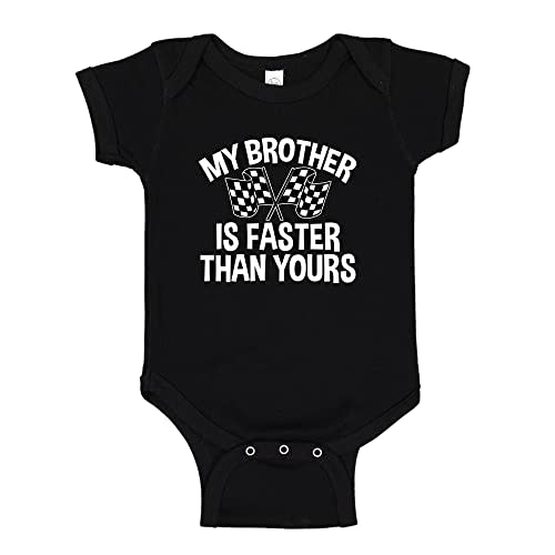 My Brother is Faster Than Yours Racing Baby One Piece Or Toddler T-Shirt Big Brother Racer Fan