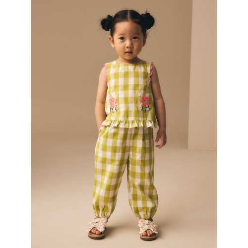 Olive Green Gingham Top & Cuffed Trousers Set (3mths-7yrs)