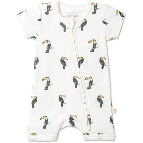 MakeMake Organics GOTS Certified Organic Cotton Infant Baby Boy Girl Unisex Organic Baby Short Romper