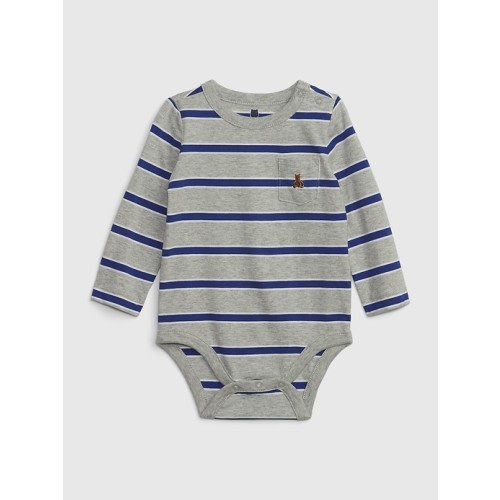 Baby Organic Cotton Mix and Match Stripe Bodysuit in rolling bay blue stripe, size: 0-3 M