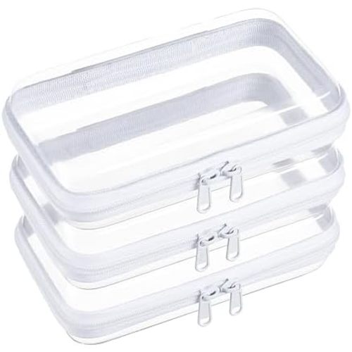 Clear Hard Shell Zipper Pouches, Clear Zipper Bags (3S)