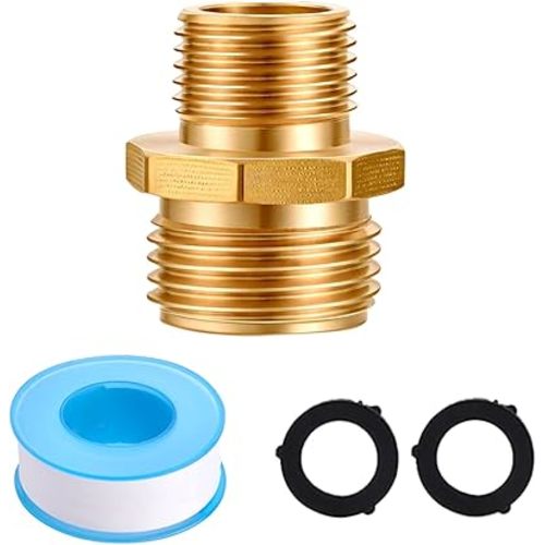Solid Brass Garden Hose Adapters Bathroom Shower Hose Adapters Connectors Adapter,GHT To NPT Adapter Pipe Fitting Connect (3/4" GHT Male to 1/2" NPT Male)