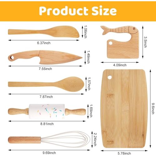 Amazon.com: HEQU 7 Pieces Wooden Kids Knife Toddler Knife Set | Toddler Cutting Board and Knife, Real Cooking Kitchen Tools Toddlers for Cutting Veggies Fruits Salad Cake: Home & Kitchen