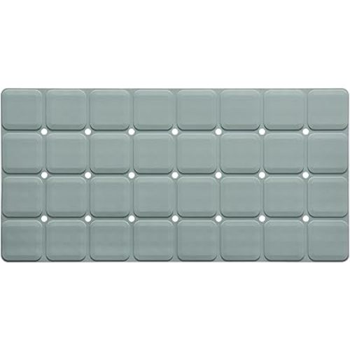Silicone Bath Mat with Suction Cups – Non-Slip Foldable Bathtub & Shower Mat, Durable & Quick-Dry Safety Tub Mat with Large Drain Holes for Families 28"x 14" Grey