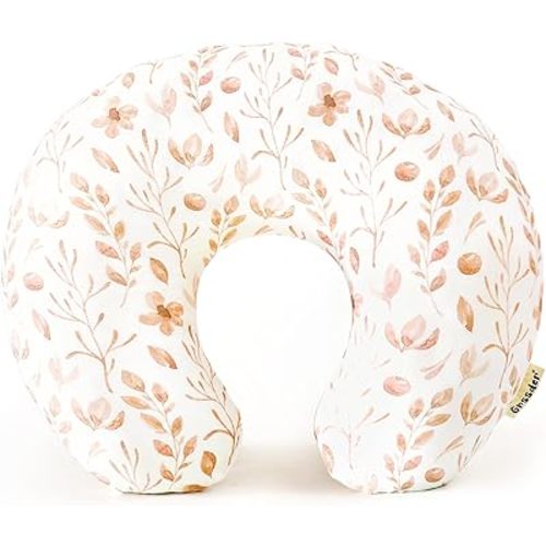GRSSDER Nursing Pillow Cover, Stretchy Soft Minky Breastfeeding Pillow Slipcover, Fit Most Nursing Support Pillows for Breastfeeding, Comfortable Safe Pillow Cover, Watercolor Pink Flora