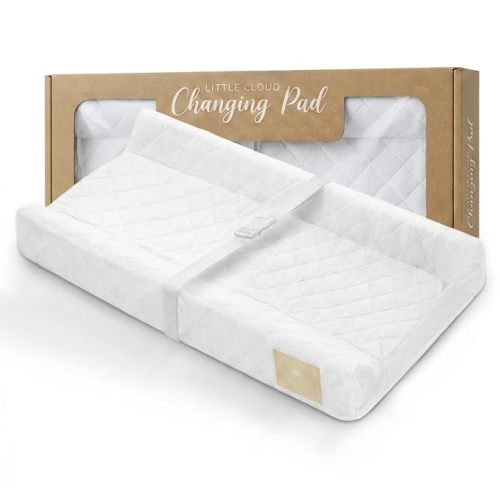 Contoured Baby Changing Pad – Waterproof & Breathable Diaper Changing Pad | Removable Washable Cover, Non-Slip Base & Safety Strap | Standard Size for Dresser & Changing Table Pads