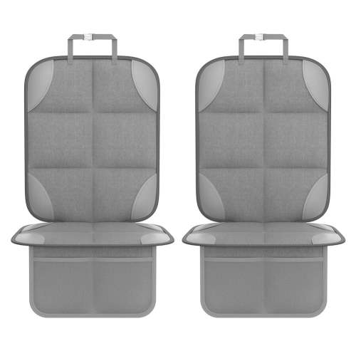 2 Pack Car Seat Protector - 600D Fabric Waterproof Carseat Protector with Thickly Padded to Protect Your Car Seats from Child Seats and Pets (Light Grey)