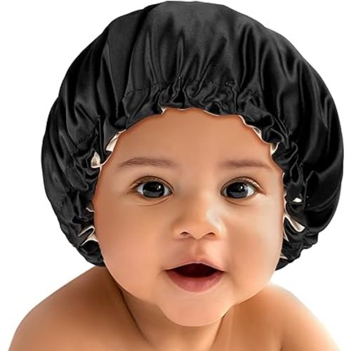 Baby Bonnet for 6-36 Months Sleeping: Reversible Smooth Satin for No Mess Toddler's Curly Hair, Adjustable Band No Slip