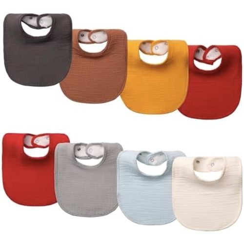 Muslin Baby Bibs for Baby Girl & Boy 100% Cotton 8-Pack Baby Drool Bibs - Quick-Dry Absorbent Bandana Bibs