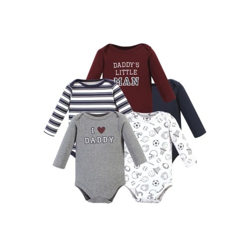 Five-Piece Collection of Long-Sleeve Cotton Bodysuits