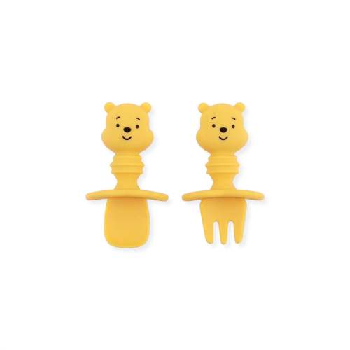 Winnie The Pooh Chewtensils Silicone Baby Spoon and Fork Set | Bumkins