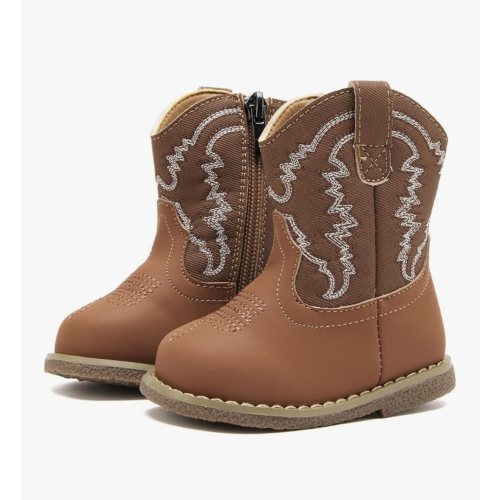 BMCiTYBM Baby Cowboy Cowgirl Boots Infant Western Boots Toddler Boys Girls Round Toe Riding Mid Calf Boots All Seasons for 6 9 12 18 24 Months