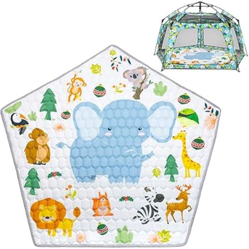 Playpen Mat Compatible with Funsland Baby Playpen Pop-up Tent - Soft Non Slip Pentagonal Play Mat
