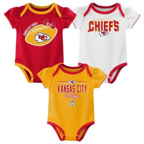 NFL Kansas City Chiefs Girls' White 3pk Bodysuit - 3-6M