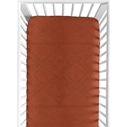 Sweet Jojo Designs Tribal Boho Dot Boy or Girl Fitted Crib Sheet Baby or Toddler Bed Nursery - Rust Orange and Black Woodland Bohemian Southwest Geometric Arrow Gender Neutral Aztec Mud Cloth