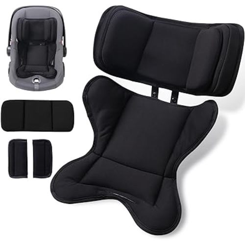Infant Insert Compatible with Doona, Graco, Britax, Chicco, Evenflo Car Seat, Adjustable Baby Head Body Support Cushion for Newborn to Toddler, Fits Infant Car Seat and Stroller (Black)