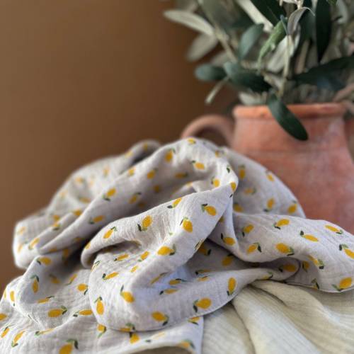 Baby Blanket, Organic Toddler Quilt, Little Lemons