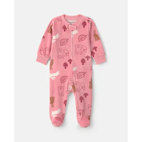 Baby Girl Autumn 2-Zip DreamPlush Sleep & Play Pajamas - Pink | Carter's