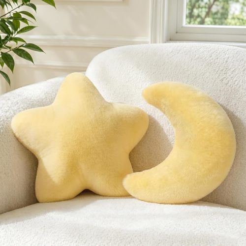 2PCS Moon Star Pillow Set, Cute Decorative Throw Pillows for Bed Couch