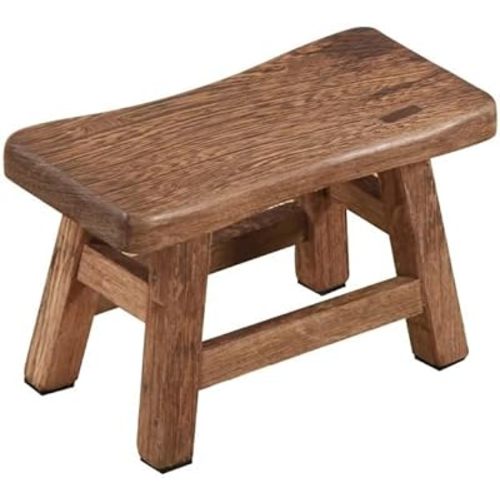 Solid Wood Step Stool, Rustic Small Wooden Stool for Adults, Kids and Toddlers, Mini Bench Plant Stand Fishing Stool for High Beds, Kitchen, Bathroom, Closet, Sink