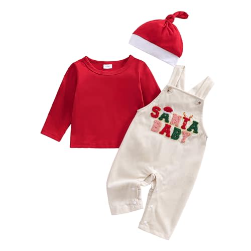 Rtnnsbbfcm Baby Boy Christma Outfits Newborn Long Sleeve Shirts Xmas Santa Baby Overalls Pants First Christmas Baby Clothes