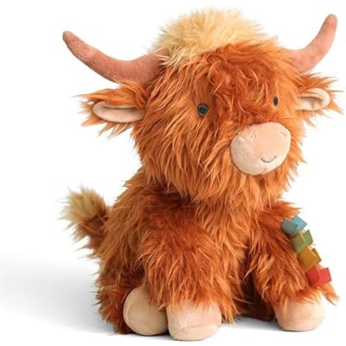 Itzy Ritzy Snuggles Plush Toy Soft Stuffed Animal for All, Highland Cow | Cozy Minky Fabric, Huggable Design w/ Textured Fabrics & Sensory Details Makes a Perfect Companion for Cuddles, Play, & Décor
