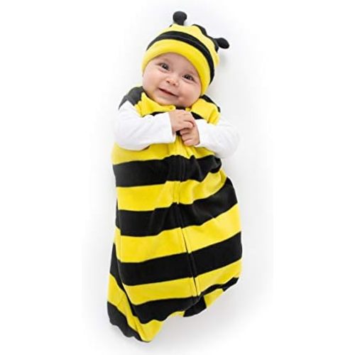 Baby Fleece Sleep Sack - Infant Wearable Blanket Newborn Swaddle Sleepbag & Hat