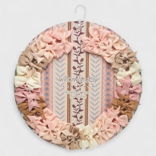 Willow & Ruby Baby Hair Bows 36-Pack Ribbon Hair Clips for Newborns & Infants (0-12 Months)- Assorted Colors, Non-Slip Alligator Clips, Earth Natural