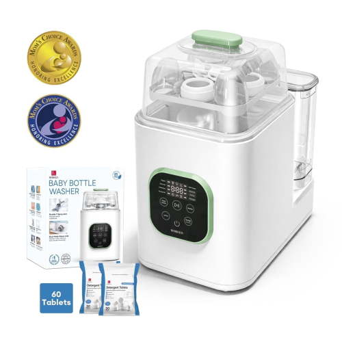 Horigen Baby Bottle Washer, One-Touch Auto Bottle Cleaner & Sterilizer Dryer, Pump Parts Cleaning, 19 Cleaning Combinations, Self-Clean, Fast 19-Min Wash