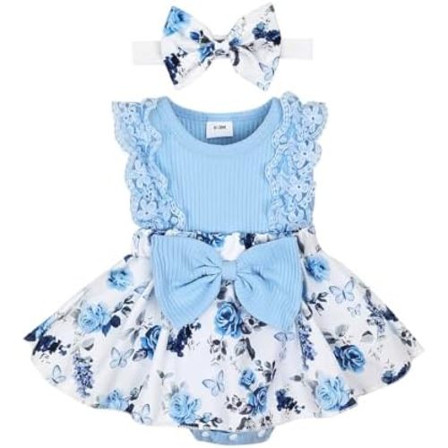 Baby Girl Newborn Lace Romper Dress Sleeveless Summer Outfits 0-12M