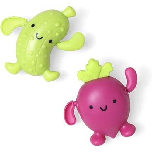 Itzy Ritzy Wind-Up Swimming Bath Toys – Set of 2 Wind-Up Floating Bath Toys - Water Playtime Set for Tub or Pool, Designed for Ages 6 Months and Up (Pickle & Beet)