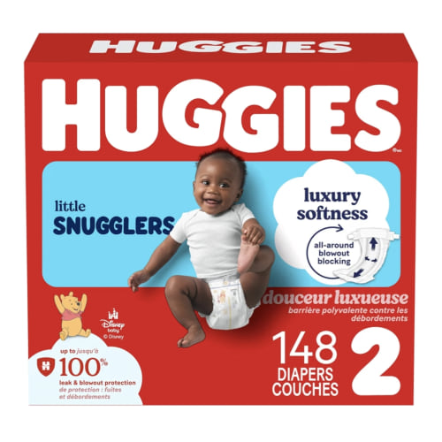 HUGGIES Little Snugglers Baby Diapers, Size 2, 12-18 Lb., 148 Count
