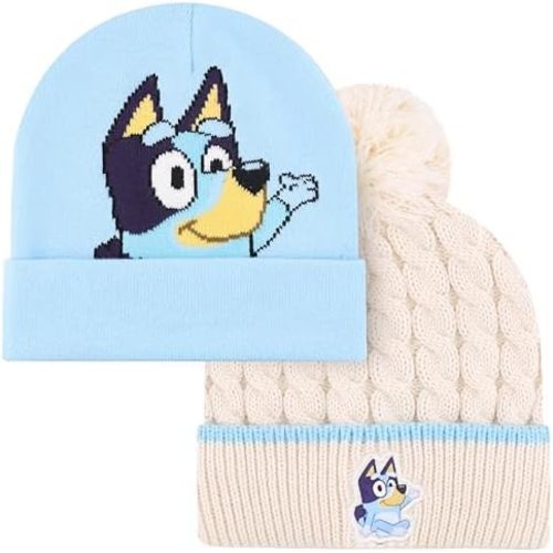 Bluey Toddler Winter Hat 2-Pack – Soft Knit Beanies with Warm Cuffed Design – Cozy Hats for Boys & Girls Ages 2–5