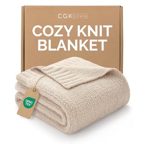 Oatmeal Throw Blanket - Super Soft Throw for Couch, Bed, Sofa, Chair - Lightweight, Warm, Double Sided Knit - All Season Cozy, Fuzzy, Anti-Static Plush Blanket for Women, Bedroom, Home Decor, 50x60