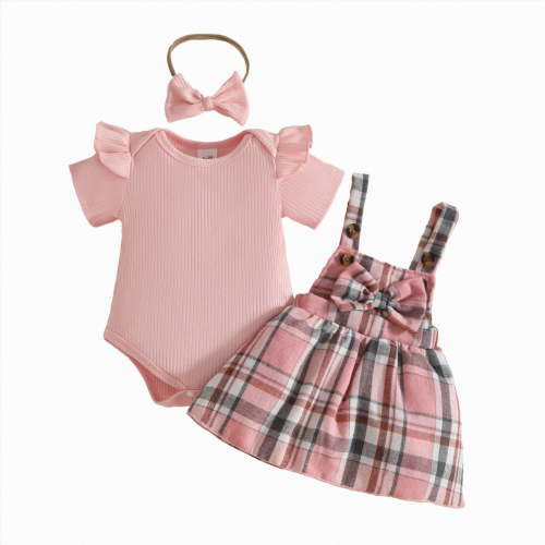 Linfrsh Baby Girl Clothes Suspender Skirt Long Sleeve Newborn Ruffled Romper Baby Girl Dress Fall Outfits Infant Girls Gifts(Red,3-6 Months)