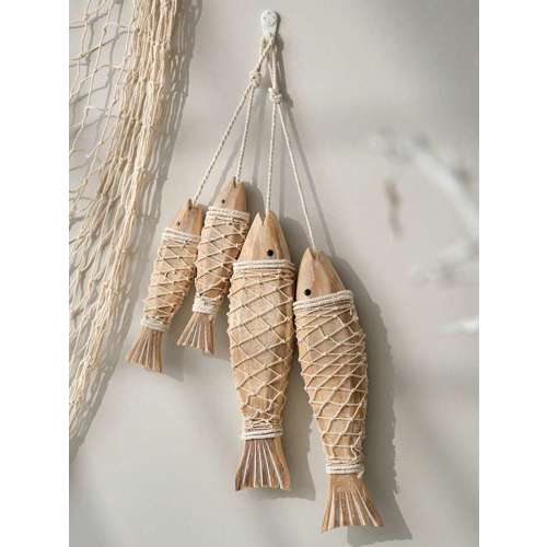 2pcs Vintage Handcrafted Wooden Carving Coastal Style Fish Decor, Suitable For Nautical Theme Wall Decoration And Photography Props, Great Gift For Friends And Family | SHEIN USA