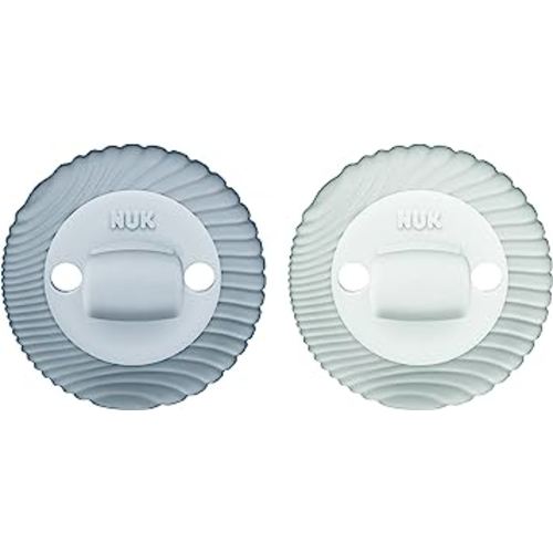 NUK for Nature Comfy Duet 100% Silicone Soother 2-in-1 Pacifier and Teether, 0-12M, Blue & Green