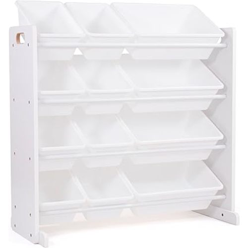 Humble Crew Kids Toy Storage Organizer with 12 Plastic Bins, White – Removable Bins for Playroom, Bedroom, Toddler Furniture for Boys and Girls Ages