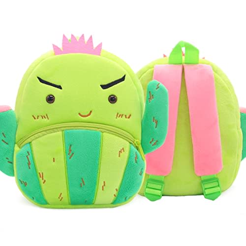 Toddler Backpack for Boys and Girls, Cute Soft Plush Animal Cartoon Mini Backpack Little For Kids 2-6 Years (Cactus)